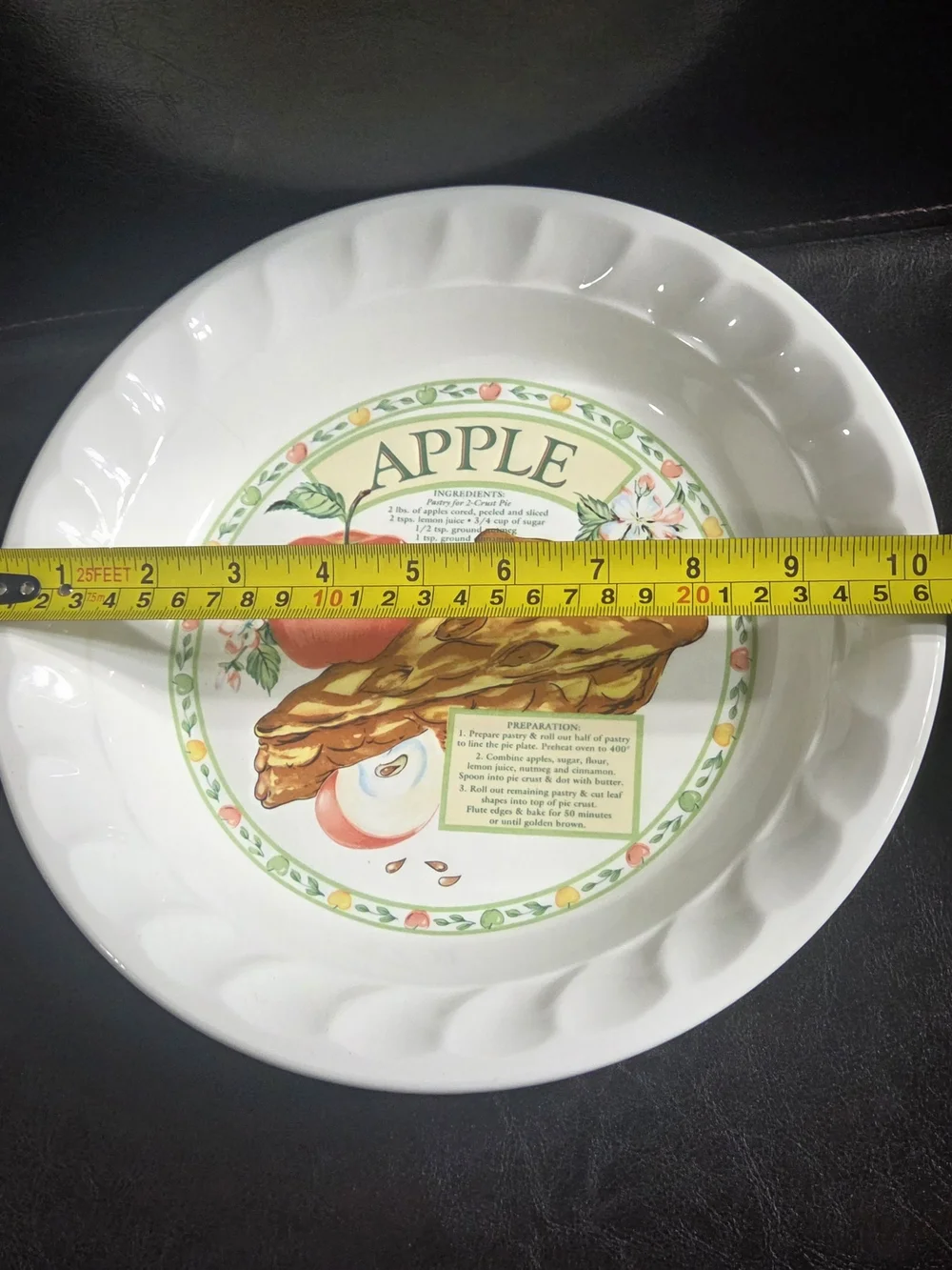 Apple Pie Ceramic Pie Dish - White with Fruit Decal